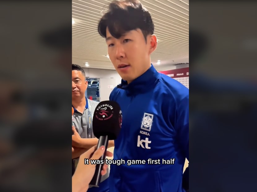 A screengrab from TikTok showing South Korean footballer Son Heung-min giving an interview after the match against Singapore. A screengrab from TikTok showing South Korean footballer Son Heung-min giving an interview after the match against Singapore.