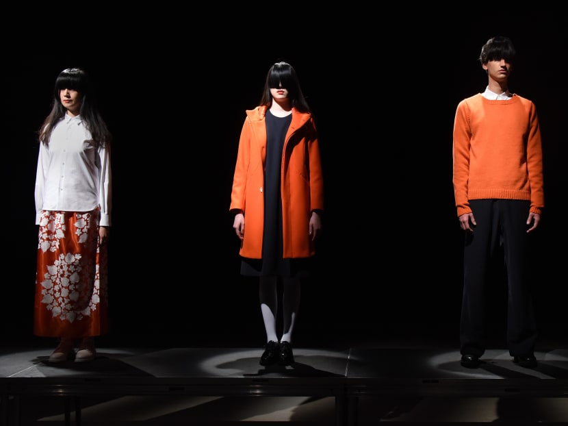 Models display creations by Japanese designer Tsukasa Mikami at the 2016 autumn/winter collection show in Tokyo on March 14, 2016, during Tokyo Fashion Week. Photo: AFP