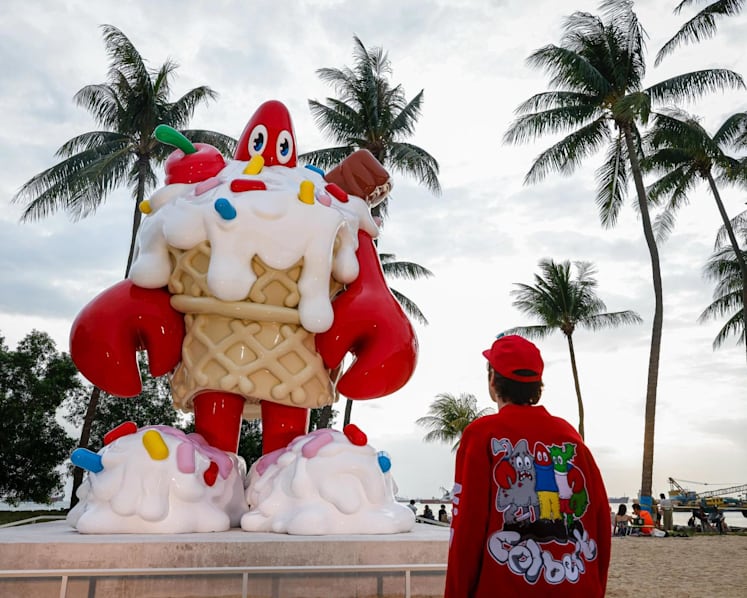 Artist Philip Colbert talks Lobster Beach project at Sentosa, featuring 8m steel sculpture and giant inflatables