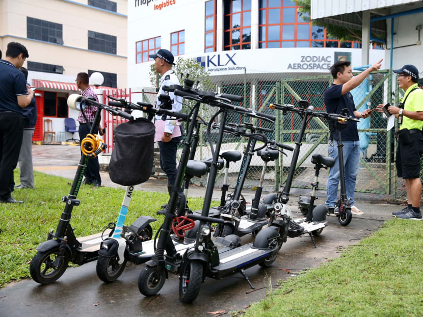 Owners of e-scooters have to register from the second half of this year, and paste identification stickers prominently on the devices. TODAY file photo Owners of e-scooters have to register from the second half of this year, and paste identification stickers prominently on the devices. TODAY file photo