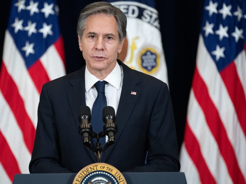US Secretary of State Antony Blinken speaks to staff at the US State Department during the first visit of US President Joe Biden in Washington, DC on Feb 4, 2021.