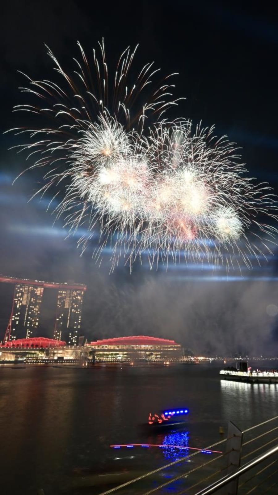 Fireworks lighting up the sky at NDP 2025