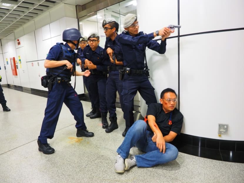 Police conduct anti-terror exercises at Dhoby Ghaut, Downtown MRT stations