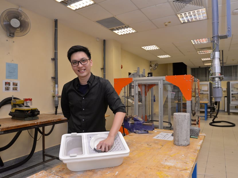 Mr Loren Lim, who spent his final year as a student at the National University of Singapore’s (NUS) Division of Industrial Design developing Oneware. Photo: Robin Choo/TODAY Mr Loren Lim, who spent his final year as a student at the National University of Singapore’s (NUS) Division of Industrial Design developing Oneware. Photo: Robin Choo/TODAY