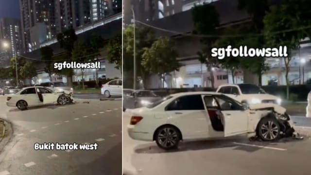 武吉巴督两车相撞 车头毁  一人送院