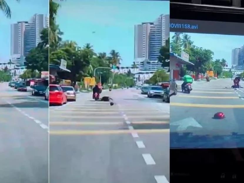 A 28-second video footage of the incident has since gone viral on social media, showing the victim falling off the moving motorcycle and lying on the road after the coconut fell on her.