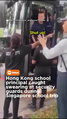 The argument allegedly began over where a tour bus was parked #8dayssg #8dayssgtrending #schoolprincipal #hongkong #tourbus 