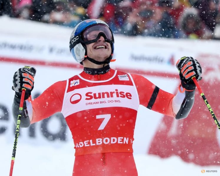 Alpine skiing-Odermatt takes fifth successive giant slalom win in Adelboden
