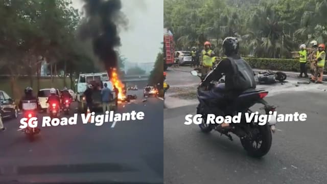 TPE多车相撞 摩托起火九人送院