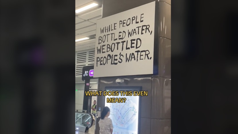 #trending: Too cryptic? Creative group's poster on water at Outram Park MRT Station baffles some commuters 
