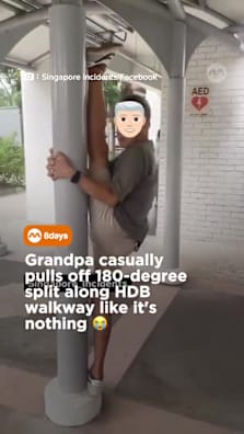 Grandpa’s flexibility is putting us to shame 😭😂 #8dayssg #8dayssgtrending #fypsg #grandpa #flex 