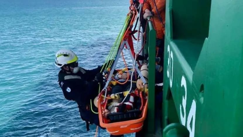 SCDF selamatkan pekerja terjatuh di kapal kontena SCDF selamatkan pekerja terjatuh di kapal kontena