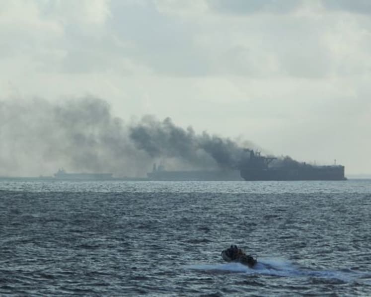 Fire onboard two tankers: Two crewmen airlifted to hospital, remaining crew accounted for