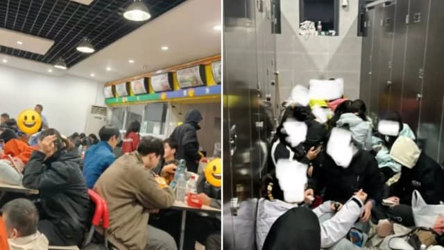 中国国庆旅客挤爆黄山 山顶厕所挤满过夜客