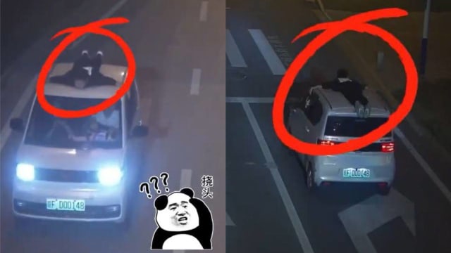 中国男童赌气趴车顶 母亲把车开上路“教育”他