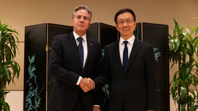 美国布林肯同中国韩正纽约举行会谈