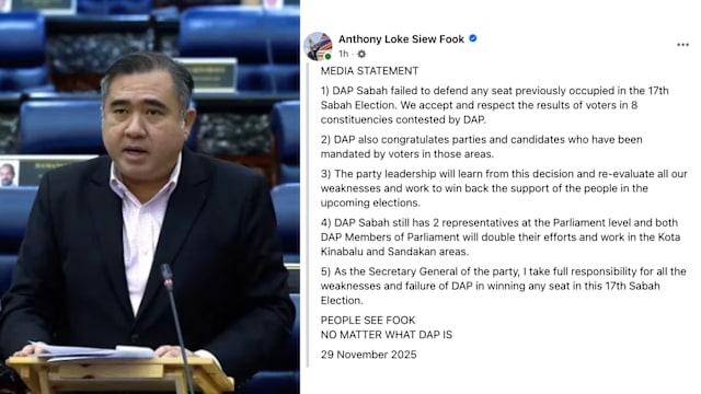 民主行动党沙巴州选全军覆没 陆兆福：接受民意承担全责