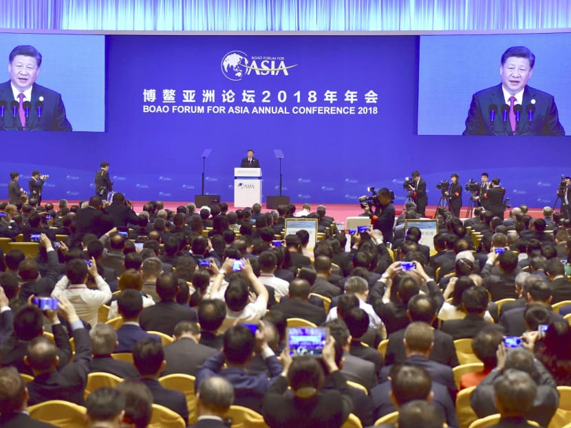 Chinese President Xi Jinping delivers a speech at an annual meeting of the Boao Forum for Asia in Boao, in the southern Chinese province of Hainan. Chinese President Xi Jinping delivers a speech at an annual meeting of the Boao Forum for Asia in Boao, in the southern Chinese province of Hainan.