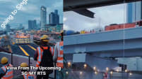 Construction Workers Enjoy Views Of Causeway On Upcoming JB-SG RTS Link While Transporting Cement Mixer
