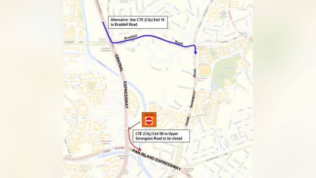 中央快速公路8B出口 本月18日和20日凌晨暂时关闭