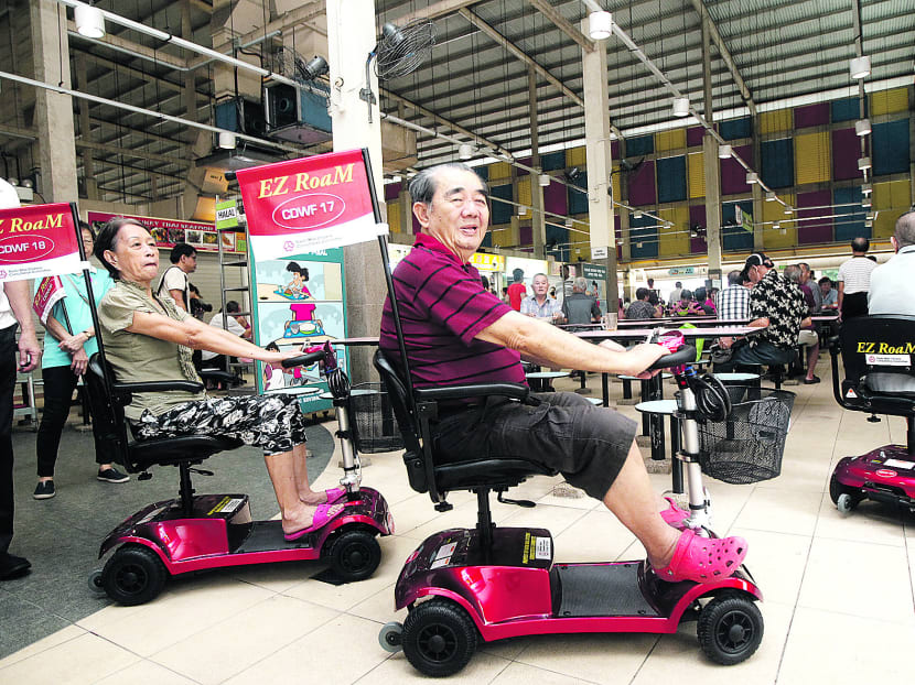 Thirty motorised scooters will be stationed in six locations in Radin Mas to help residents get around with ease. Photo: Wee Teck Hian