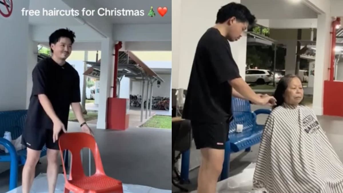 Singaporean content creator gives free haircuts at HDB void deck on Christmas Eve