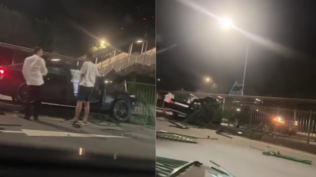 疑失控打滑 轿车车头撞坏司机助查
