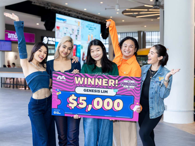 (From left to right) Mediacorp Yes 933 DJ Hazelle Teo; Mediacorp Ria 897 DJ Azura Goh; Be A Podcastar winner Genesis Lim; Mediacorp Love 972 DJ Dennis Chew and Mediacorp 987 DJ Maya Nicole Davidov. (From left to right) Mediacorp Yes 933 DJ Hazelle Teo; Mediacorp Ria 897 DJ Azura Goh; Be A Podcastar winner Genesis Lim; Mediacorp Love 972 DJ Dennis Chew and Mediacorp 987 DJ Maya Nicole Davidov.