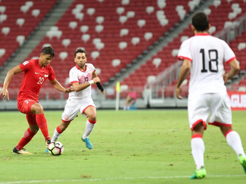 The FAS hopes that the revamped S-League's focus on youth development will help develop young talents for the national football team (national player Irfan Fandi pictured in red) in the future. (Photo: Facebook / FAS)