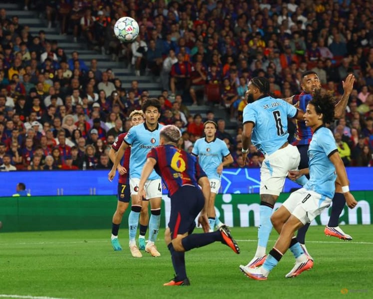 Barcelona thrash Feyenoord in Champions League as Demirovic hits Stuttgart hat-trick