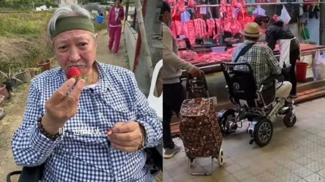 洪金宝上街去买菜　可以下轮椅走路了！