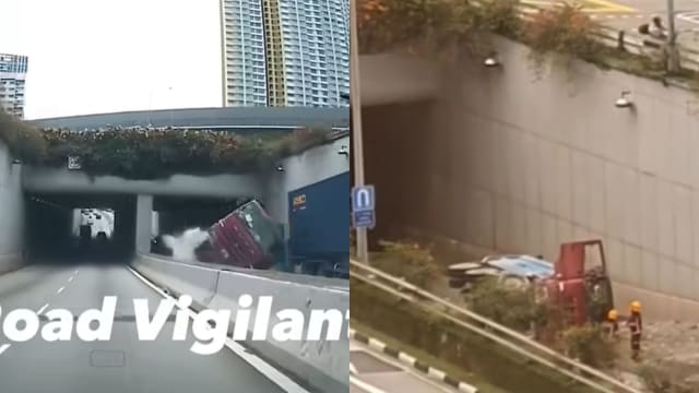 集装箱卡车侧翻 金文泰6道路段关闭逾七小时