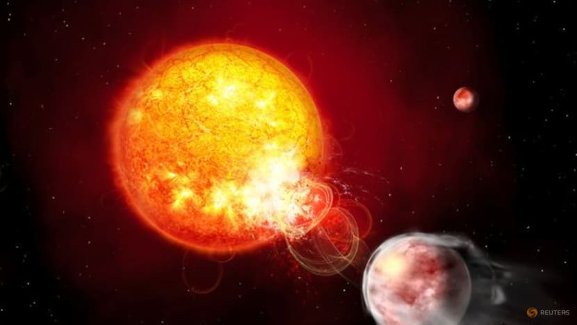 Alien planet lashed by huge flares from its 'angry beast' star Alien planet lashed by huge flares from its 'angry beast' star