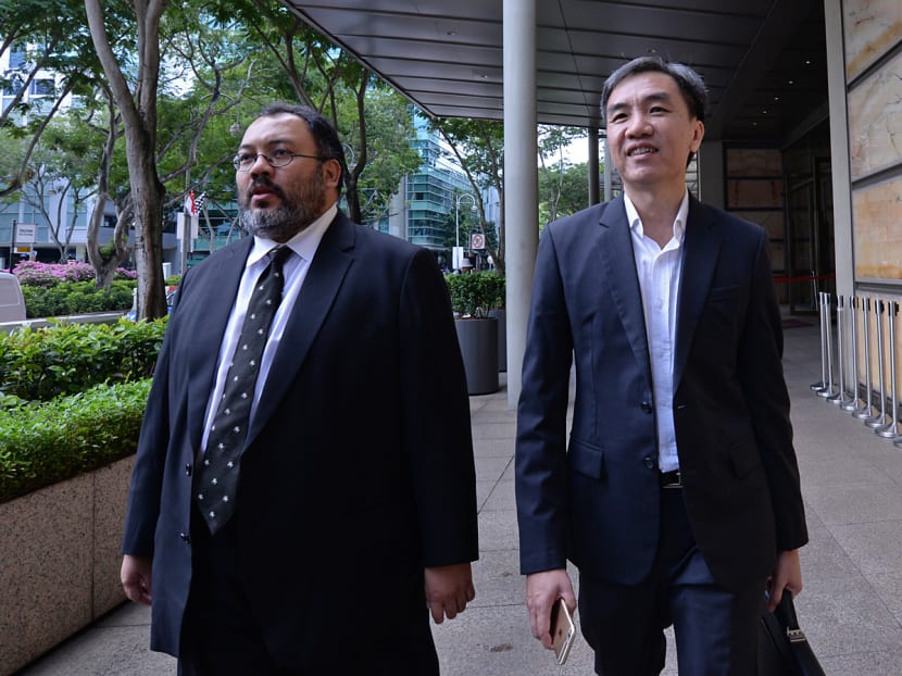 City Harvest Church's John Lam (right) arriving in court on Thursday morning. Photo: Robin Choo