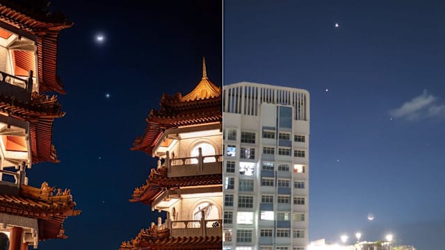 “三星伴月”现本地晴朗夜空  网民全岛捕捉难得天文奇观