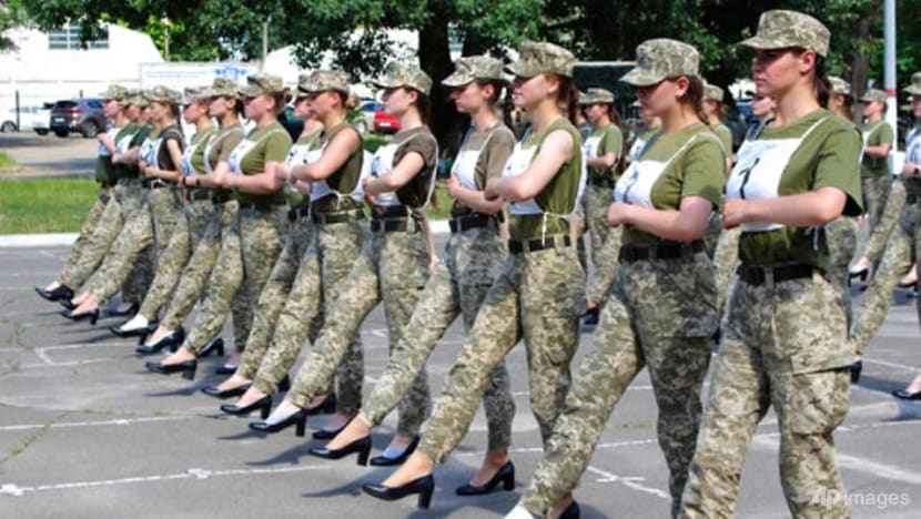 Ukraine criticised for making female cadets parade in heels
