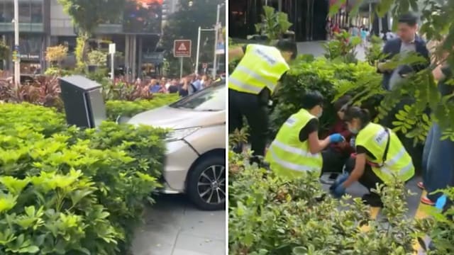 乌节路轿车疑失控撞行人道 一行人送院 司机助查