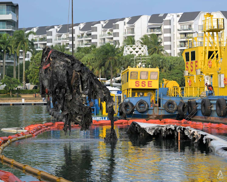Salvage operation to remove wreck of luxury yacht at Sentosa Cove begins a month after blaze