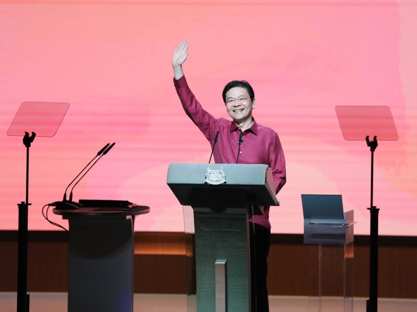 Prime Minister Lawrence Wong at the National Day Rally held at the Institute of Technical Education's headquarters in Ang Mo Kio on Aug 18, 2024. Prime Minister Lawrence Wong at the National Day Rally held at the Institute of Technical Education's headquarters in Ang Mo Kio on Aug 18, 2024.