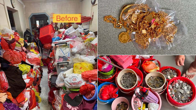义工打扫囤积屋 找到金饰和大量硬币