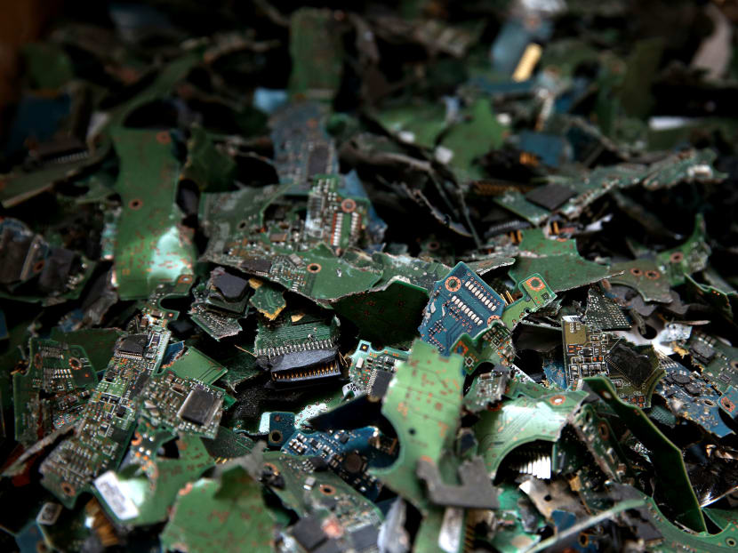 Circuit boards are punctured and shredded at Virogreen as an additional step in data protection. According to Virogreen, consumers are typically worried their data can be accessed from their discarded electronics. Circuit boards are punctured and shredded at Virogreen as an additional step in data protection. According to Virogreen, consumers are typically worried their data can be accessed from their discarded electronics.