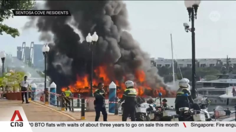 Firefighters battle blaze on luxury yacht at ONE15 Marina Sentosa Cove 
