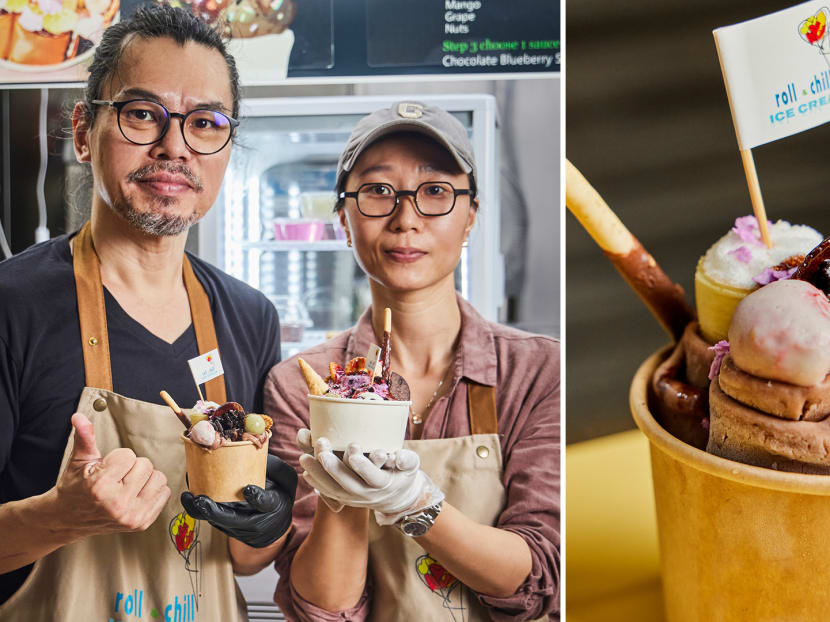 Hip Hairdresser & Wife ‘Fry’ Ice Cream To Order At Chinatown Hawker Stall