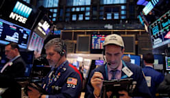 US stocks end higher, Treasury yields rise on easing credit, trade worries