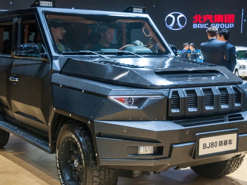 The midsize BJ80 made by Beijing Auto Works has been widely perceived as a copy of Mercedes’ G270CDI, a midsize all-wheel-drive military model that is part of the carmaker’s family of G 463 light weight utility vehicles.