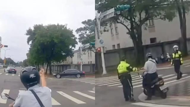 不满蔡英文车队封路 台男怒举中指遭喝止