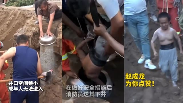 中国河北三岁男童坠窄井   矮小症男英勇下井救人