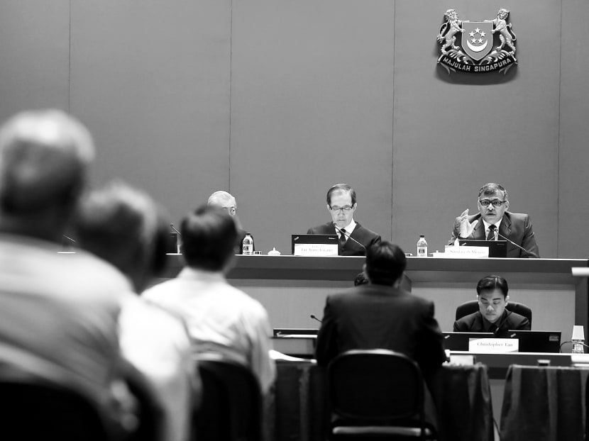 Chief Justice Sundaresh Menon (top right) at the Constitutional Commission’s public hearing. TODAY file photo
