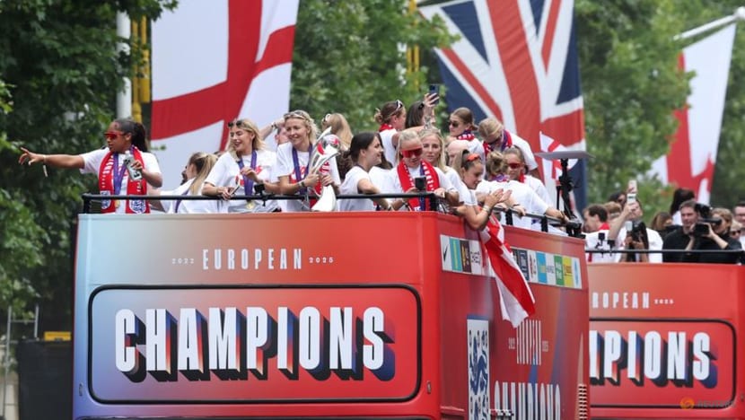 Thousands gather to watch England women mark Euro win with London parade