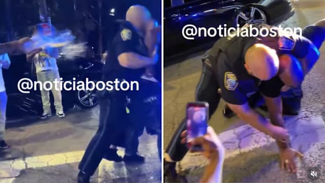 美国警员执法受阻竟被泼洒饮料 嫌犯趁乱逃脱